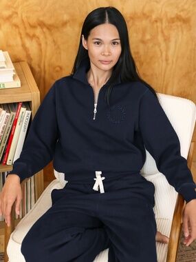Province of Canada Half Zip Fleece Sweatshirt Navy Small
